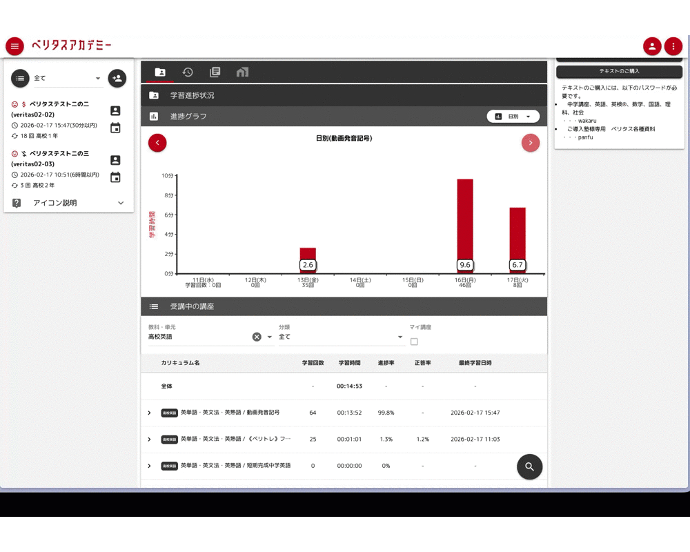 学習進捗状況について
